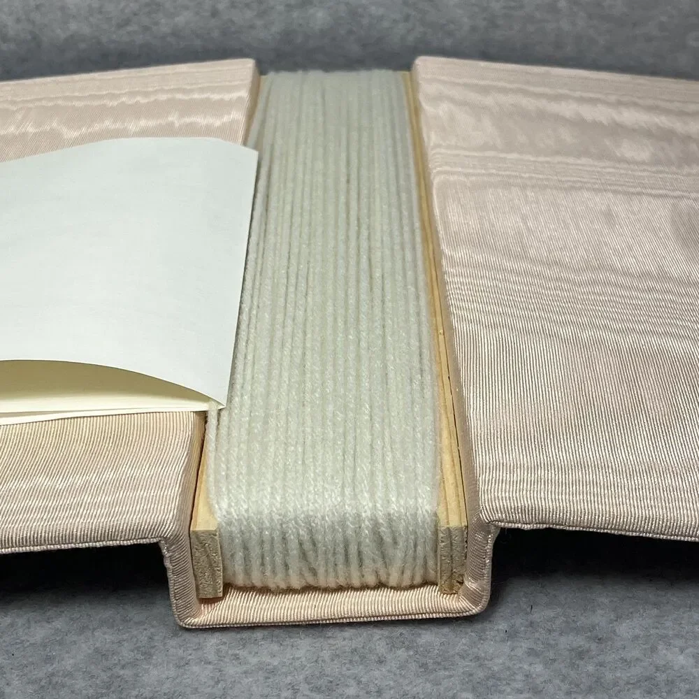 Handcrafted‎ Greeting Card Keeper Binder Peach Taffeta Fabric Frame Cover Lace